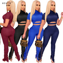 Tracksuit Women Sexy Club Outfit Jogging Full Female Sportswear Office Suit Crop Top And Pant Two Piece Set Home Clothes 2603 2024 - buy cheap