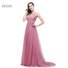 Dusty Rose Chiffon Long Evening Dresses With Appliques Elegant Lace Tulle Evening Gowns Robe De Soiree 2024 - buy cheap