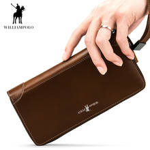 WILLIAMPOLO men's wallet Vintage Long Wallet Men Genuine Leather Clutch Wallet Hand Strap Purse For Male Cowhide Clutches purse 2024 - buy cheap