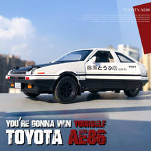 Лидер продаж, масштаб 1:32, японские гоночные аниме начальные D Toyota AE86 TRUENO, металлическая модель светильник кой и звуком, литой автомобиль, игрушка 2024 - купить недорого