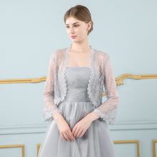 Elegant Lace Jacket Women Bridal Female Wedding Party Long Sleeve Bolero Out Coats 2024 - buy cheap