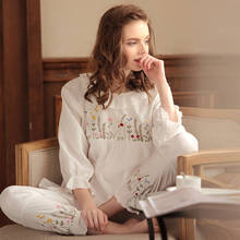 Pajama Women'S Autumn And Winter New 100% Cotton Pajama Suit Women Korean Palace Style Cotton Sleepwear Women'S Home Wear пижам 2024 - buy cheap