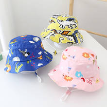 Cute kids Sun hat Cartoon Panama-Hat baby boy Summer Bucket Cotton Breathable Cap girls Hat with Rope for 1 to 4 years old 2024 - buy cheap