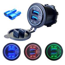 12v/24v usb duplo qc 3.0 led carregador rápido interruptor de toque para carro barco motocicleta l29k 2024 - compre barato