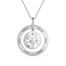 Fashion Personalized Necklace Stainless Steel Jewelry Round Tree Pendant Custom 6 Names Birthstones Friendship Gift for Women 2024 - buy cheap