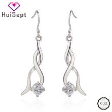 HuiSept 925 Silver Earrings Jewelry Zircon GemstoneTassel Twist Drop Earrings for Female Wedding Engagement Party Gift Ornaments 2024 - buy cheap