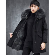 2020 Winter School Overcomes Men's Long Fur One  Fur Coat Fox fur Raccoon Men's Coat Real fox fur coat 2024 - buy cheap