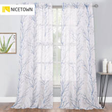 NICETOWN 1PC Branch Willow Tree Print Curtain for With Matching Curtains Window Decor for Dining Cafe Sunroom  White Curtains 2024 - buy cheap