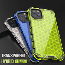 Capa armadura híbrida resistente para iphone, à prova de choque, transparente, favo de mel, para iphone 11 pro max xs max xr x xs 7 8 6 6s plus 2024 - compre barato