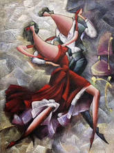 Pintura de Arte Abstracto Musical en los ritmos de la danza, pinturas al óleo sobre lienzo pintadas a mano, ilustraciones modernas, decoración de pared 2024 - compra barato