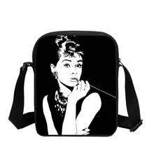 Saco do mensageiro do bebê da criança crianças pequena crossbody bolsa meninas audrey hepburn impressão moda feminina bolsa de ombro 2024 - compre barato