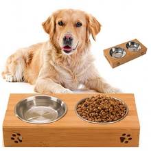 High Quality Cat Dog Feeders Bowls Bamboo Tableware Stainless Steel Pet Food Water Bowl Anti Skid Dog Bowls Pet Supplies 2024 - buy cheap