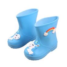 Botas de lluvia para niños y niñas, zapatos de unicornio con estampado de arco iris, de PVC, impermeables, novedad 2024 - compra barato