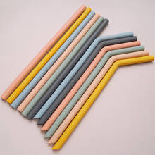 Reusable Solid Color Silicone Straws Food Grade Foldable Flexible Bent Straight Drinking Straws Kids' Party Supplies Bar Tools 2024 - buy cheap