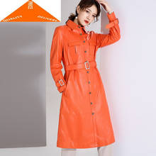 Genuine Women 100% Winter Female Long Korean Real Leather Coat Ladies Sheepskin Jacket Belt Hiver 229 2024 - buy cheap