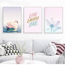 Pink White Swan Landscape Road Nordic Forest Poster Canvas Posters And Prints Canvas Pictures For Living Room Art 2024 - buy cheap