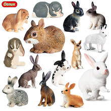 Oenux Simulation Cute Poultry Farm Animals Model Rabbit Bunny Wild Hare Miniature Action Figures Educational Toy Gift For Kids 2024 - buy cheap