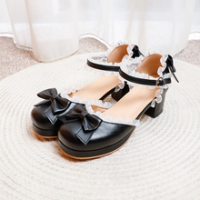 Zapatos de Lolita de US4-13 para mujer, zapatillas de Cosplay Kawaii de punta redonda con lazo, de talla grande 34-48, Mary Janes, novedad de 2022 2024 - compra barato