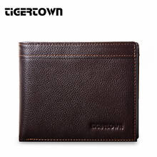 TIGERTOWN Men's Wallet  Genuine Real Cowhide Classical Leather TriFold Clutch Fashion Purse For Men Black Card Holder 2024 - buy cheap