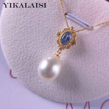YIKALAISI, Стерлинговое Серебро 925 пробы, ювелирные изделия для женщин, 8-9 мм, в форме капли, натуральный пресноводный жемчуг, голубой опал, подвески, ожерелья 2024 - купить недорого
