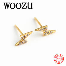 WOOZU Mini Cute Little Llightning Pave Zircon Stud Earring for Women Genuine 925 Sterling Silver Korean Simple Chic Teen Jewelry 2024 - buy cheap