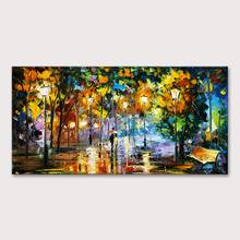 Mintura Wall Picture for Living Room Oil Paintings on Canvas Hand Painted A City Street at Night Hotel Decor Wall Art  No Framed 2024 - buy cheap