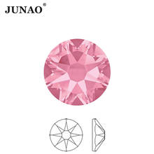 JUNAO 16 Cut Facet SS10 SS16 SS20 SS30 Pink Flatback Glass Rhinestone Crystal Stones Appliques Glue On Non Hotfix Strass 2024 - buy cheap