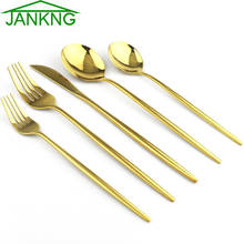 5Pcs Gold Cutlery Set Mirror Tableware Set Knife Fork Spoon Dinner Set Kitchen Silverware 18/10 Stainless Steel Dinnerware Set 2024 - buy cheap