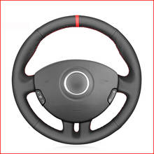 Cubierta de cuero Artificial para volante de coche, protector negro para Renault Clio 3 2005 2006 2007 2008 2009 2010 2011 2012 Clio 3 2024 - compra barato
