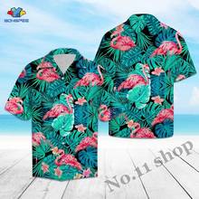 Camisa con estampado 3D de flamenco hibisco Tropical Hawaii para hombre, camisas de manga corta para playa, Harajuku, hoja de arce, malas hierbas, verano 2020 2024 - compra barato