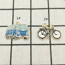 10pcs bus and bicycle enamel charm for jewelry making earring pendant bracelet necklace charms zinc alloy diy finding 2024 - buy cheap