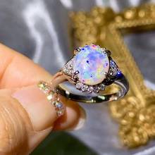 Natural Opal 100% s925 pure silver ring handmade micro inlay 8*10mm opal fashion woman ring 2024 - buy cheap