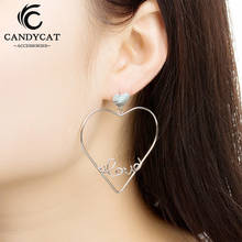 Trendy Big Heart Drop Earrings For Women Simple Sweet Hollow Love Heart Letter Hanging Earrings Fashion Jewelry Gifts Wholesale 2024 - buy cheap