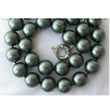 stunning big 14mm round Tahiti black south sea shell pearl necklace AAA style Fine Noble real Natural 2024 - buy cheap