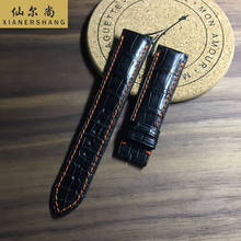 Xianershang duplo jacaré pulseiras de couro genuíno personalizado marcas relógio faixa 19mm 20mm 22mm 21mm pulseira de pele de crocodilo 2024 - compre barato