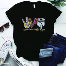 Leopard Peaces Love Toilet Paper Print Tshirts Women Round Neck Summer Plus Size Woman Shirts Short Sleeve Funny Tees Harajuku 2024 - buy cheap