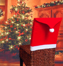 Christmas Chair Covers Red Santa Claus Hat Chair Back Covers Table Party Decoracione New Year Navidad 2019 Dining Chair Covers 2024 - buy cheap