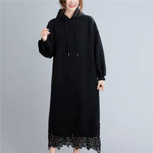 Autumn Winter Plus Size Women Dress Cotton Thick Hooded Lady Vestido Female Clothing Loose Long Sleeve Lace Dress MH906 2024 - buy cheap
