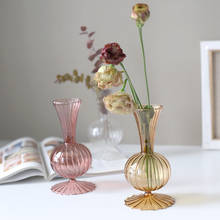 Vaso de vidro para decoração de casa, vaso nórdico transparente pequeno de vidro vintage de terrário hidropônico, vaso de plantas, decoração de mesa de casamento 2024 - compre barato