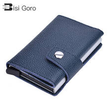 BISI GORO 2021 Credit Card Holder New Men And Women Genuine Leather Cow Leather Vintage Money Bag Mini Small  Solid Id Card Case 2024 - buy cheap