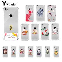 Yinuoda Япония кои рыба вишня цвет счастливый кот прозрачный мягкий чехол для телефона для iPhone 11 pro XS MAX 8 7 6 6S Plus X 5 5S SE XR 2024 - купить недорого