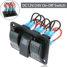 Painel de interruptor de circuito, dc 12v-24v, 3 gang, rocker, led verde, carro, barco marinho, painel de interruptor com adesivo diy 2024 - compre barato