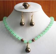 Free Shipping  best gift fashion jewelry set!Wholesale factory price Women's semi-precious Natural jade Necklace earring ring(7/ 2024 - buy cheap