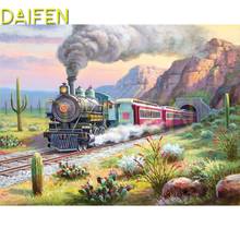 Full Round Diamond painting Cross stitch Cave cactus 5DDIY Diamond embroidery locomotive Full Square Diamond mosaic Train tracks 2024 - buy cheap