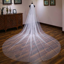Véu de noiva brilhante com pente 4m, véu de noiva longa brilhante com uma camada, catedral da marfim/exterior, acessórios de casamento 2024 - compre barato
