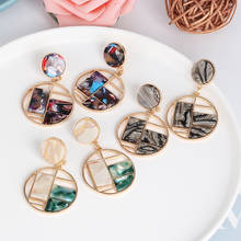 JUJIA Resin Acrylic Geometry Drop Earrings Women's Vintage Acetate Plate Leopard Earrings Fashion Statement Brincos Jewelry 2024 - buy cheap
