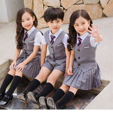 Newly Children School Uniform Top Pleated Skirt Vest Class Uniforms Korean Style Performance Suit Boys Girls Stage Wear 2024 - buy cheap