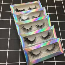 100% mink eyelashes 6pcs/lot hot sale holographic packaging 18-22 mm natural eye lashes 2024 - buy cheap