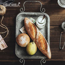 Prato de metal retrô europeu com alças, bandeja artesanal forjada vintage para armazenamento de pão para decoração de casa, jardim e restaurante 2024 - compre barato