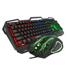 KM690 104 Keys keyboard wireless Colorful Crack LED Illuminated Backlit USB Wired Rainbow Gaming keyboard and 2400DPI Mouse Mice 2024 - buy cheap